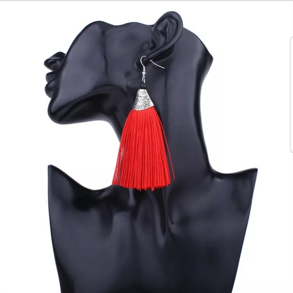 New gorgeous bohemian red tassel earrings